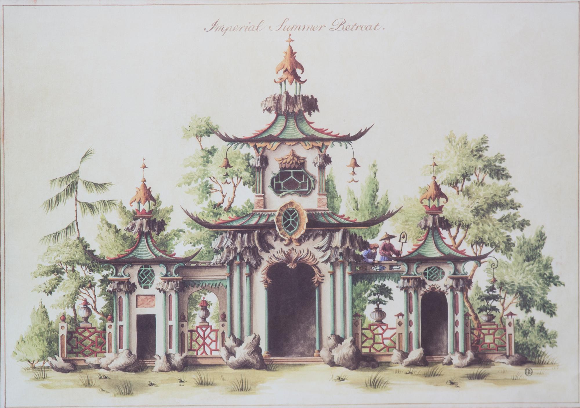 A Pair of English Lithographs Depicting Pegodas 18 1/2 x 28 1/4 inches. — 20TH CENTURY