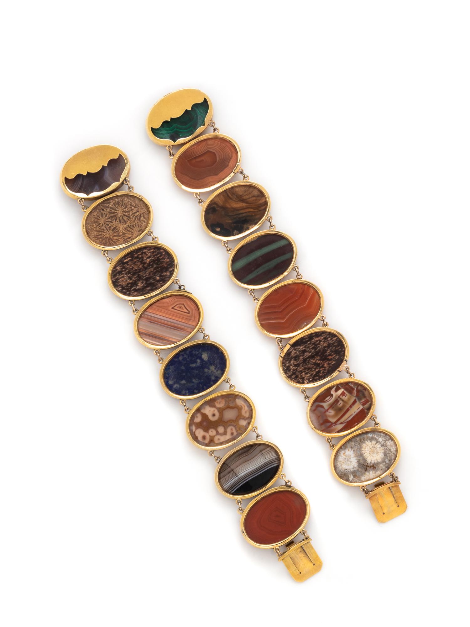 VICTORIAN, PAIR OF HARDSTONE BRACELETS
