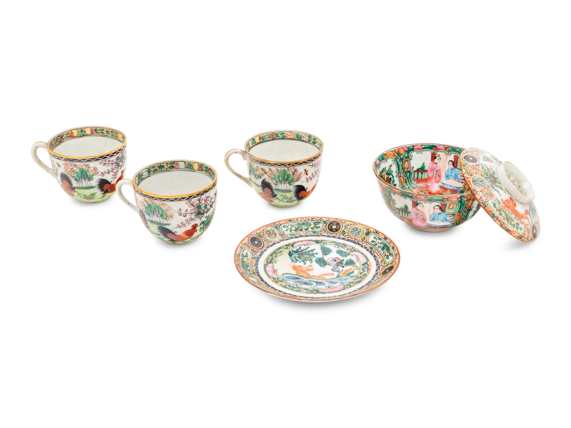 A Partial Set of Chinese Export Famille Rose Dinner and Tea Service