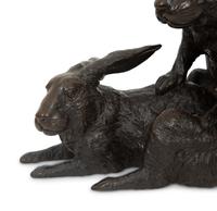 A Japanese Bronze Sculpture of Rabbits