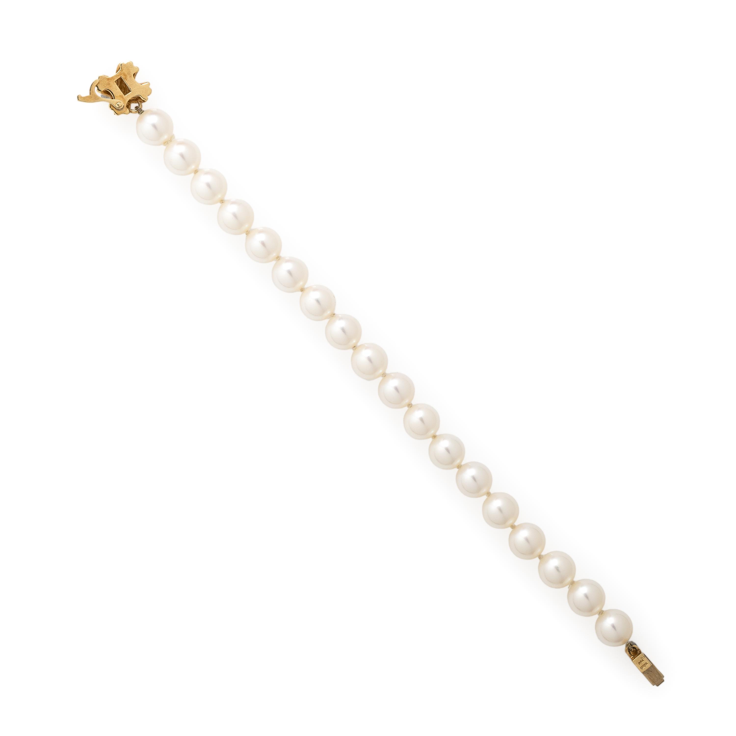 Tiffany & Co., Cultured Pearl and Yellow Gold Bracelet