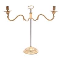 English Brass and Steel Adjustable Two-Light Candelabrum