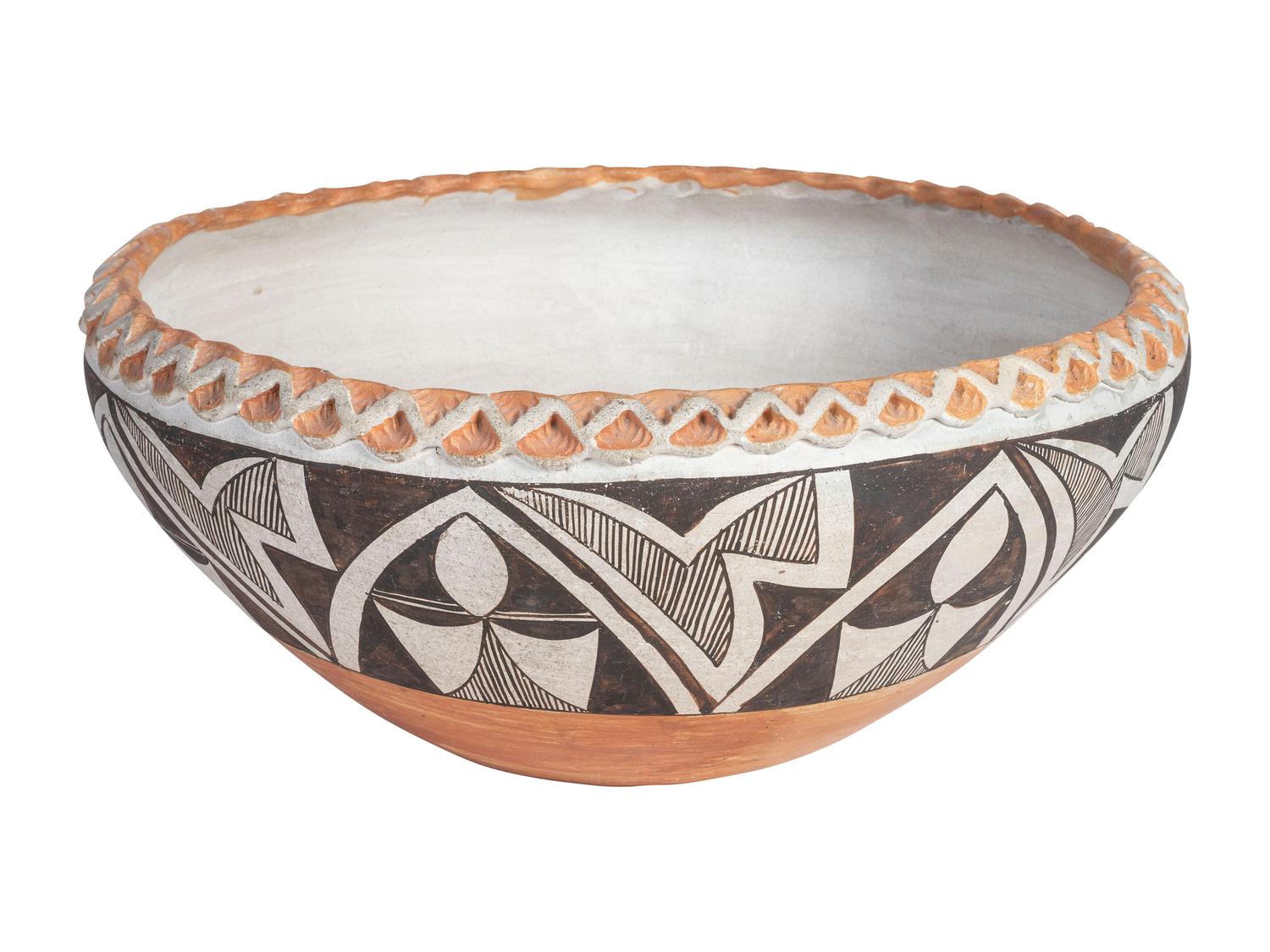 Acoma Pottery Bowl, with Piecrust Rim