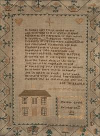 A Needlework Embroidered Sampler, Wrought by Martha Grubb