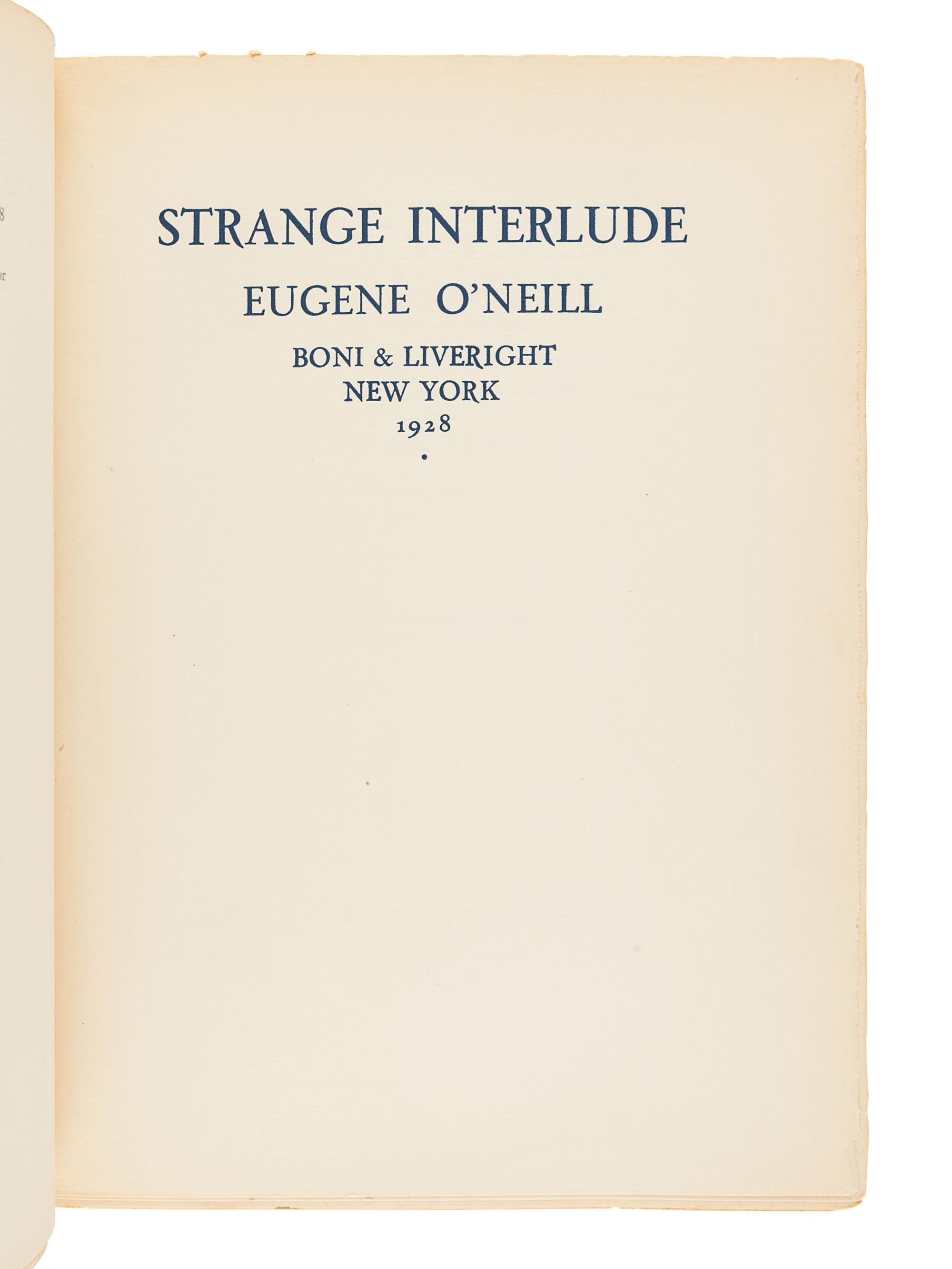 O'NEILL, Eugene (1888-1953). Strange Interlude. New York: Boni & Liveright, 1928.