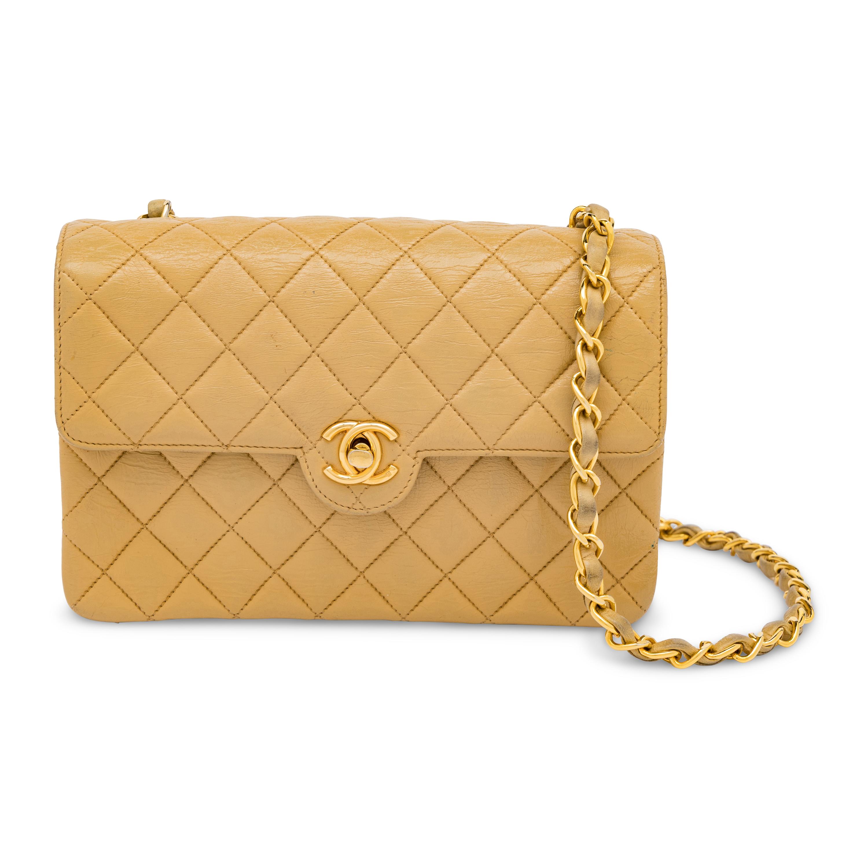 Chanel, Tan Mini Square Flap Bag