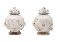 A Pair of Blanc-de-Chine Porcelain Covered Jars