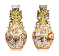 A Pair of Satsuma Earthenware Vases