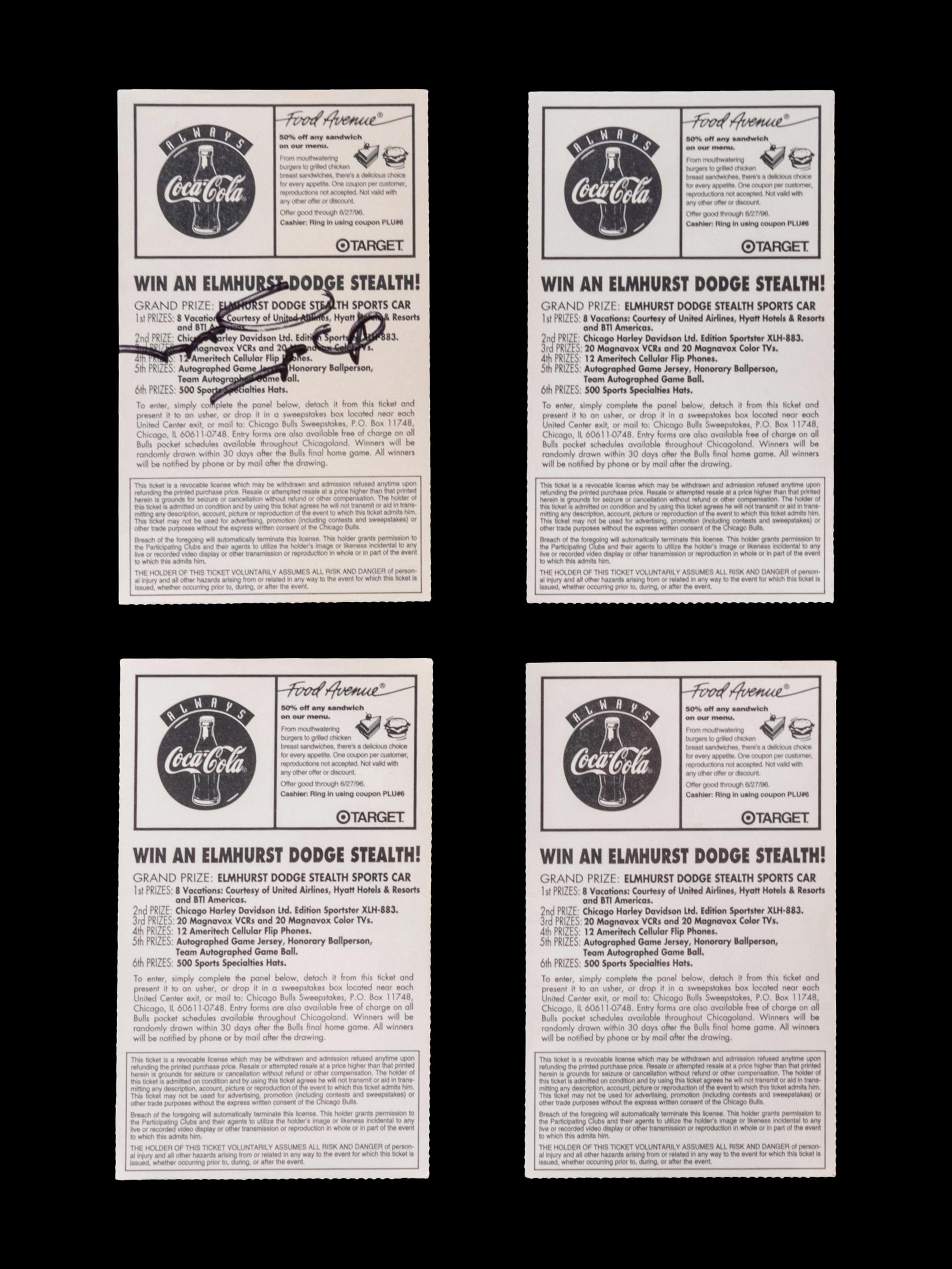 A Group of Four 1996 NBA Playoffs and Finals Chicago Bulls Michael Jordan Ticket Stubs,
