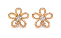 A Pair of Bicolor Gold and Diamond Flower Motif Earclips, 10.10 dwts.