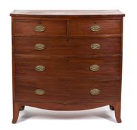 An American Hepplewhite Style Cherry Bow Front Chest of Drawers Height 43 1/4 x width 41 x depth 19 1/2 inches. — 19TH CENTURY
