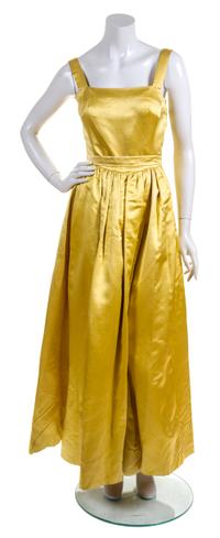 A Jane Derby Yellow Satin Gown Ensemble,