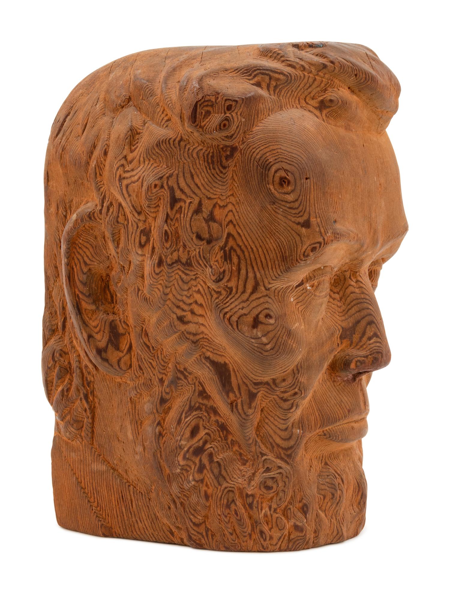 A Carved Pine Head of Abraham Lincoln