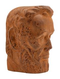 A Carved Pine Head of Abraham Lincoln
