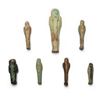 Seven Egyptian Faience Ushabtis