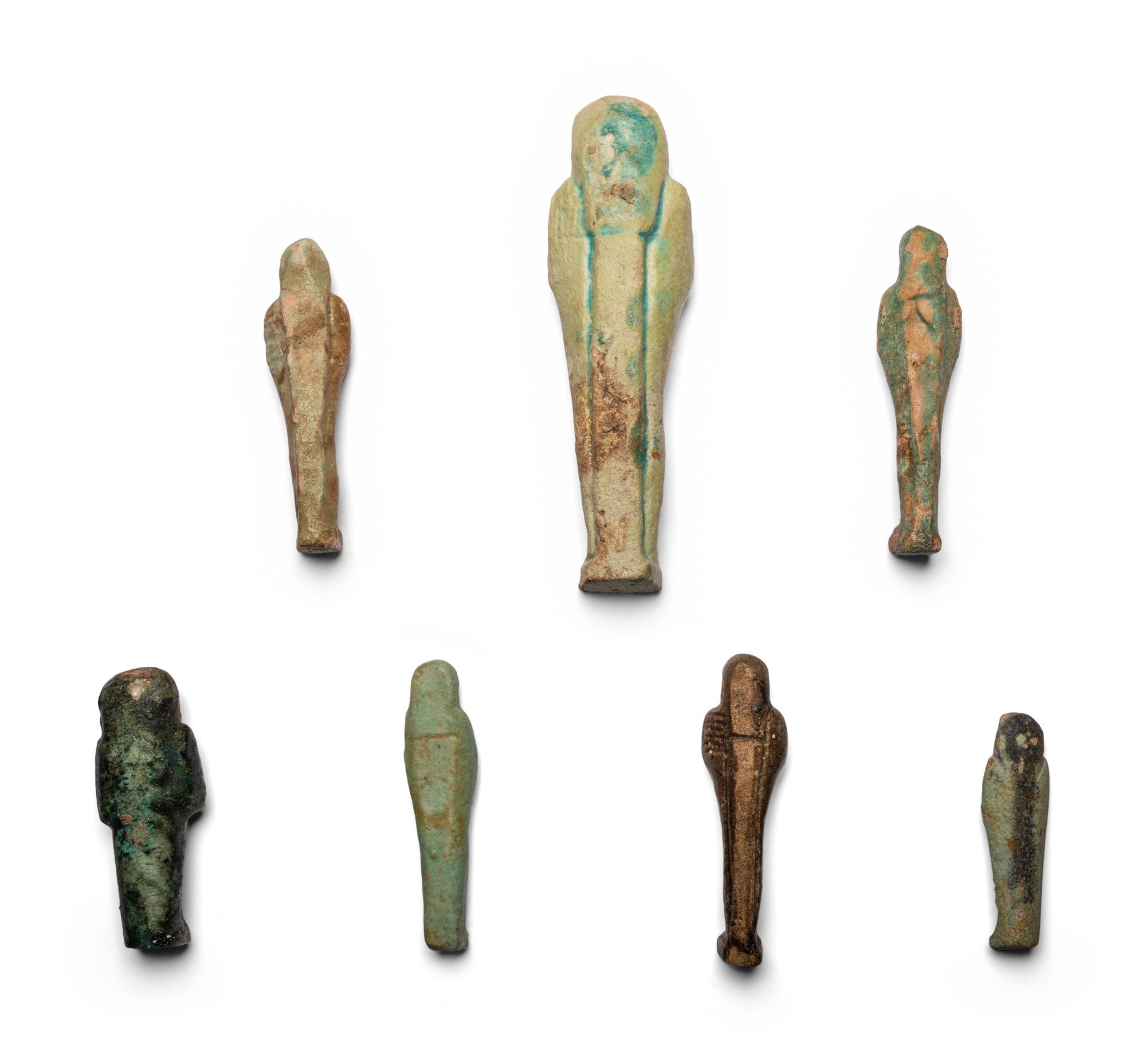Seven Egyptian Faience Ushabtis