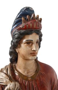 A Polychrome Painted Cast Zinc Goddess of Liberty Figure