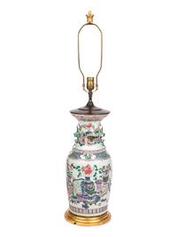 A Chinese Export Famille Rose Porcelain Vase Mounted as a Lamp