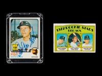 A Group of Carlton Fisk Items Including a Signed 1973 Topps Baseball Card,