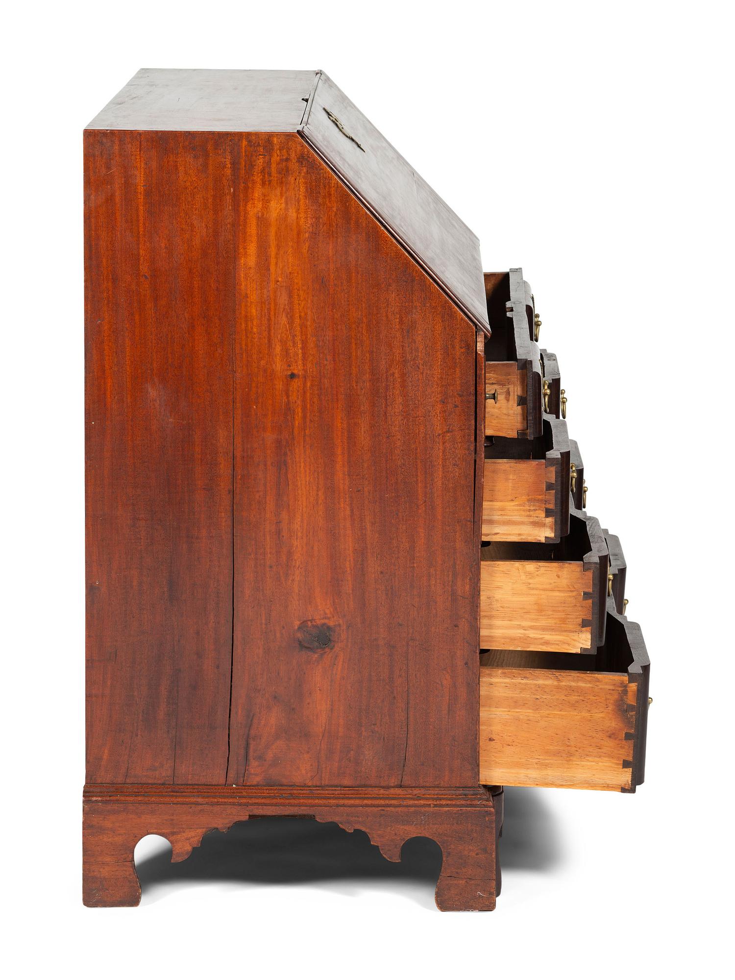 A Chippendale Shell-Carved Mahogany Block-Front Slant-Front Desk