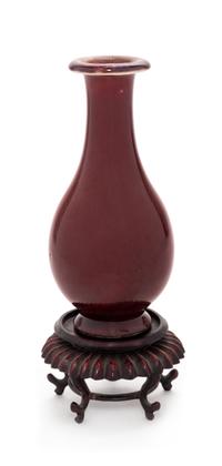 A Chinese Sang-de-Boeuf Glazed Porcelain Vase Height 5 3/4 inches. — 19TH CENTURY