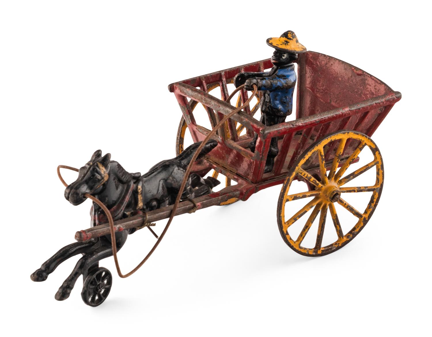 A Group of Three Cast Iron Horse-Drawn Carts