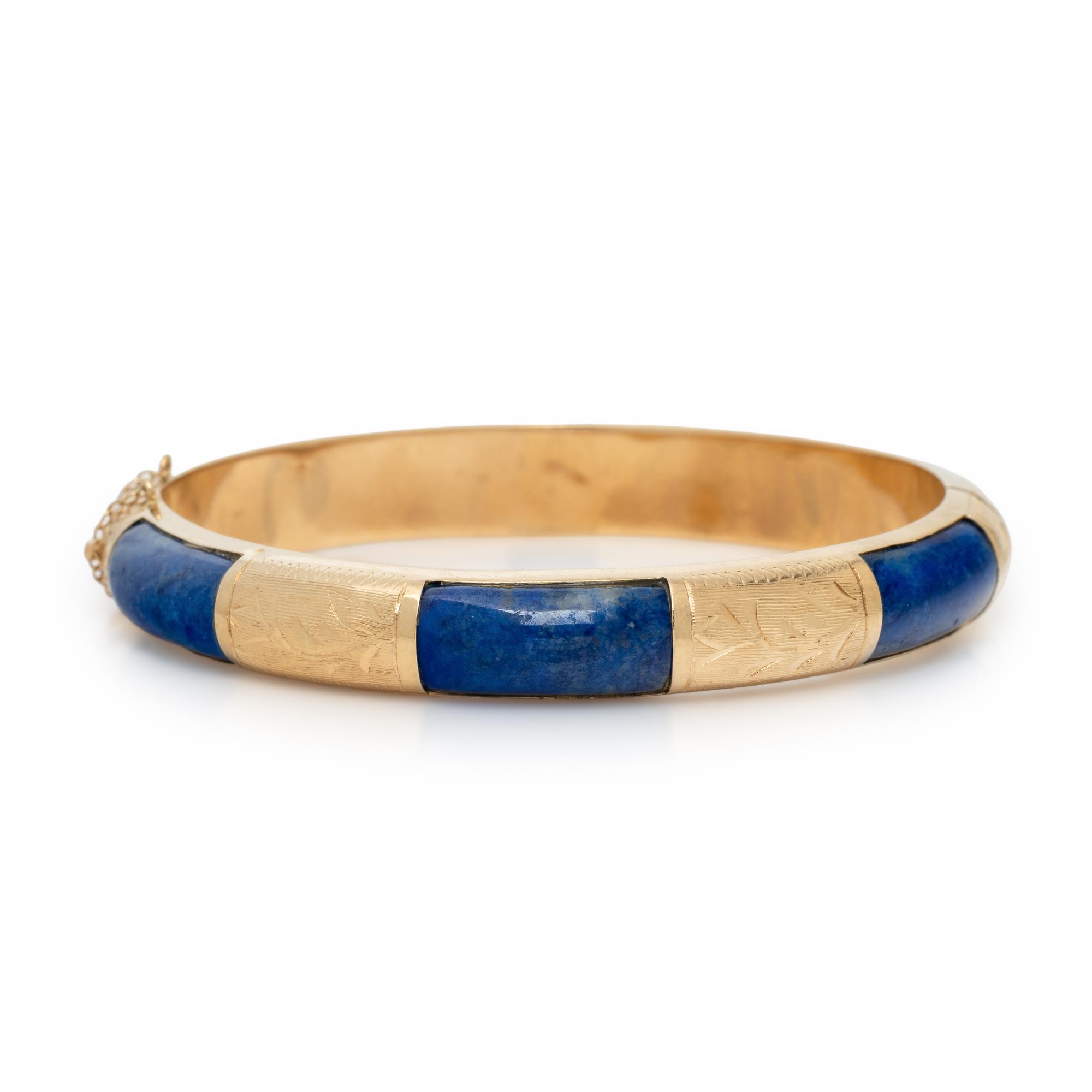 LAPIS LAZULI AND YELLOW GOLD BANGLE BRACELET