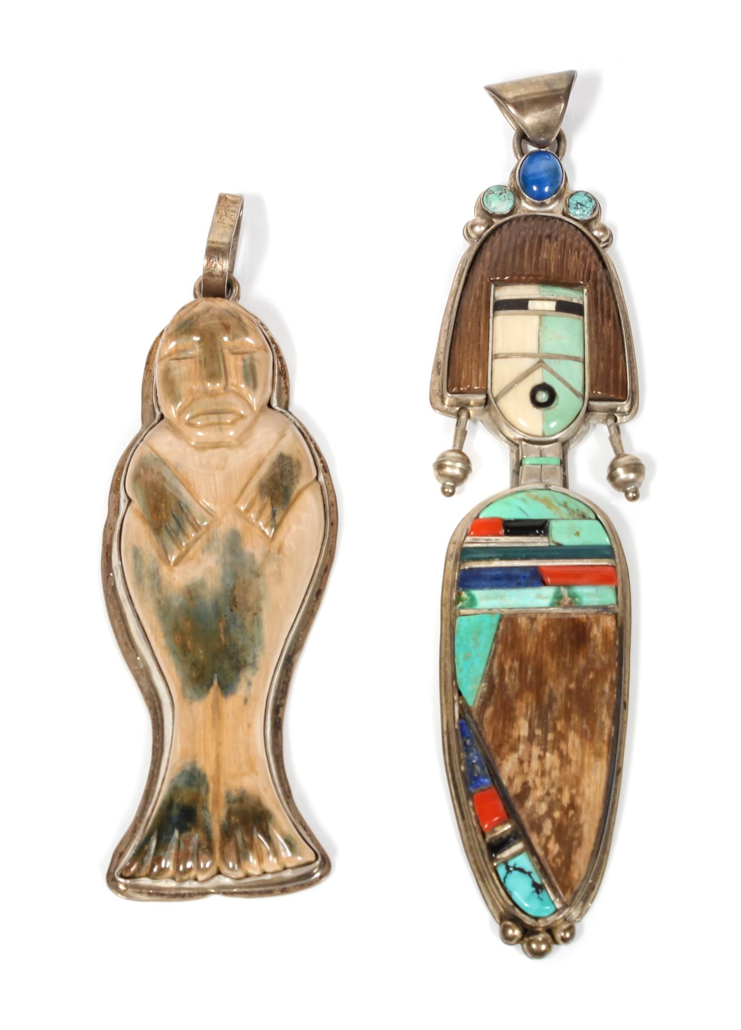 Two Southwestern Style Figural Pendants, Buddy Lee Height of larger 5 3/4 inches