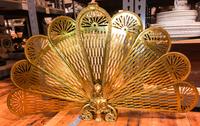 A Victorian Gilt Brass Fan Form Fire Screen Height 25 inches. — 19TH/20TH CENTURY