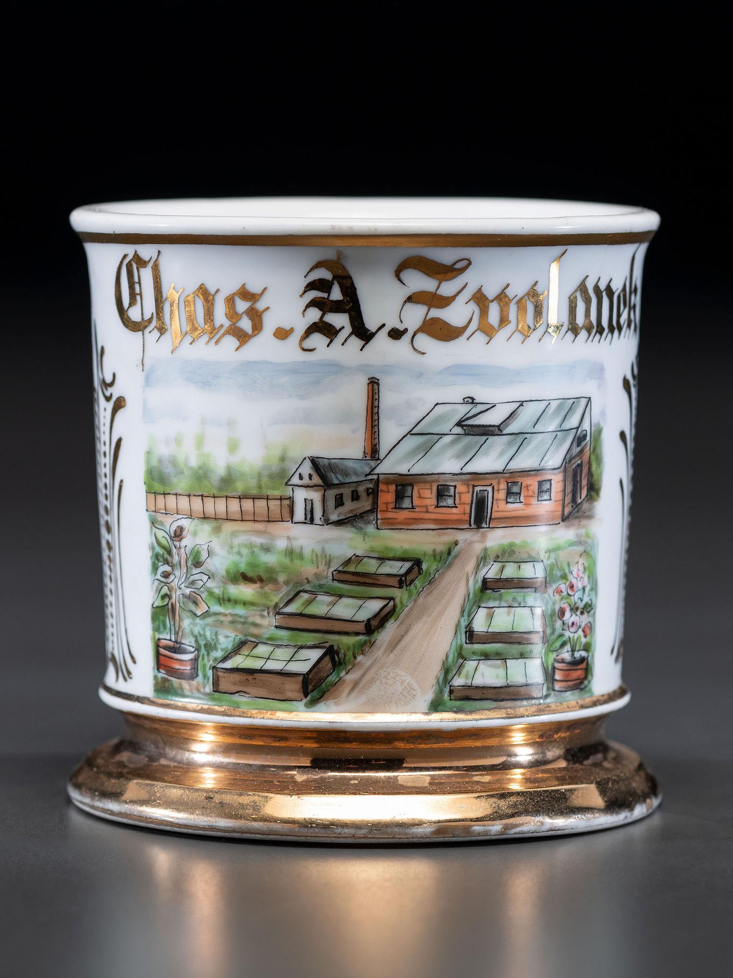 A Gardener's Porcelain Shaving Mug