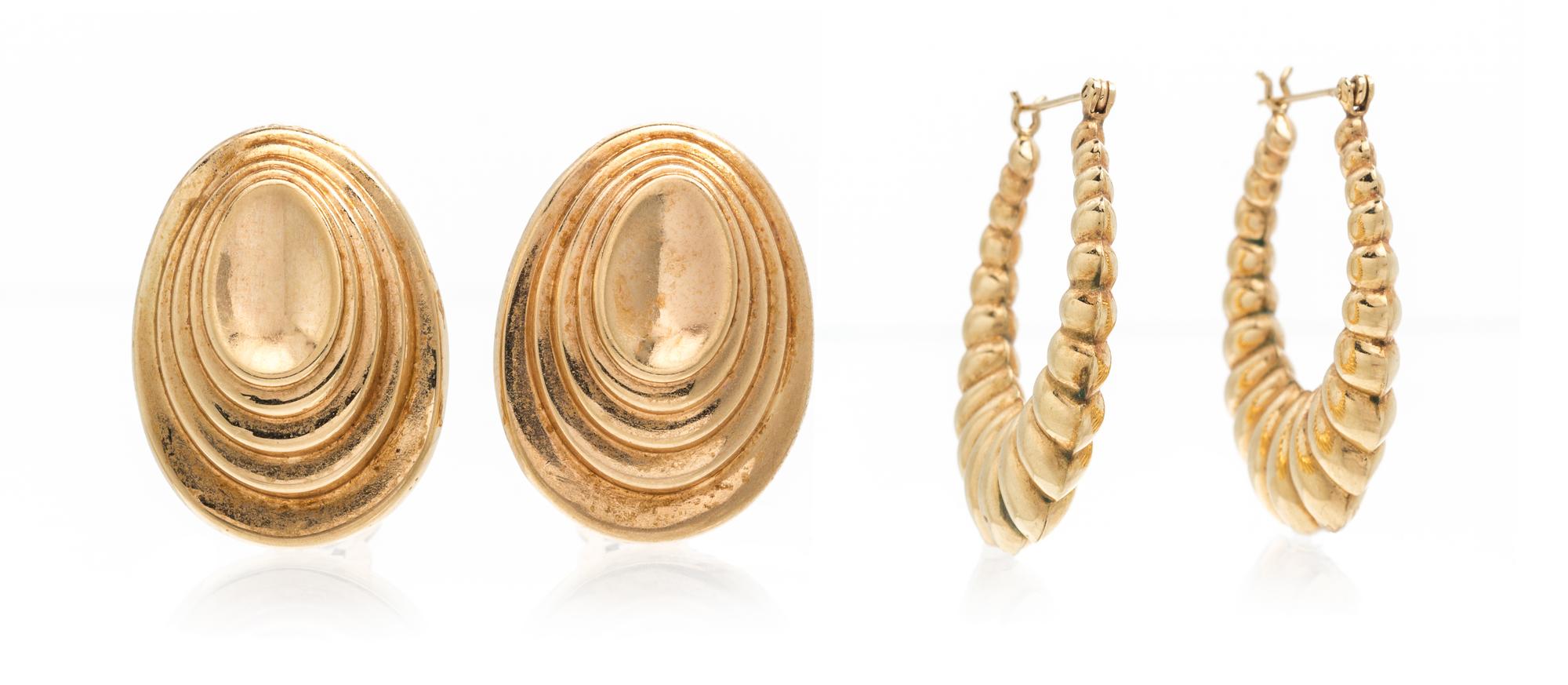 A Collection of Yellow Gold Earrings, 14.00 dwts.