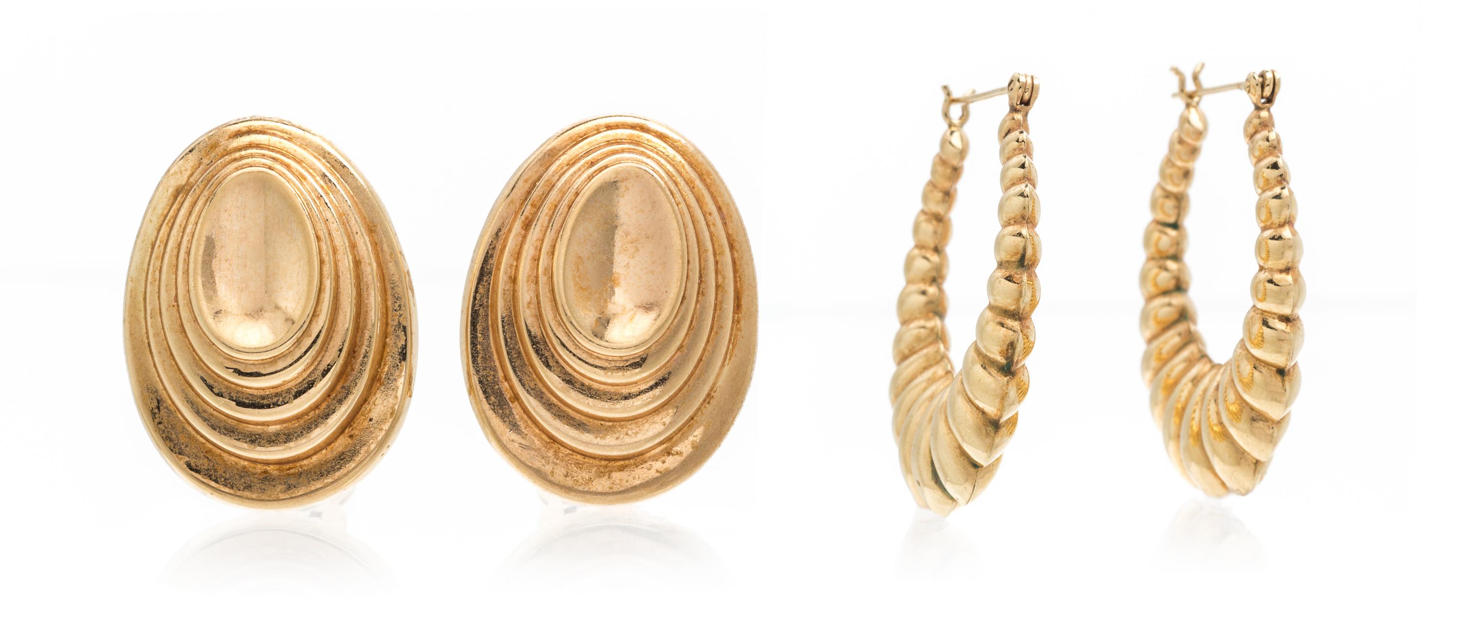 A Collection of Yellow Gold Earrings, 14.00 dwts.