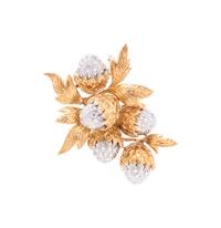 BICOLOR GOLD AND DIAMOND ACORN PENDANT/BROOCH