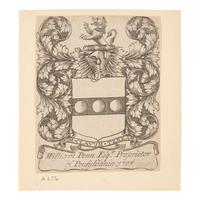 [Penn, William] Engraved Armorial Book-Plate of William Penn, Proprietor of Pennsylvania , ca. 1703
