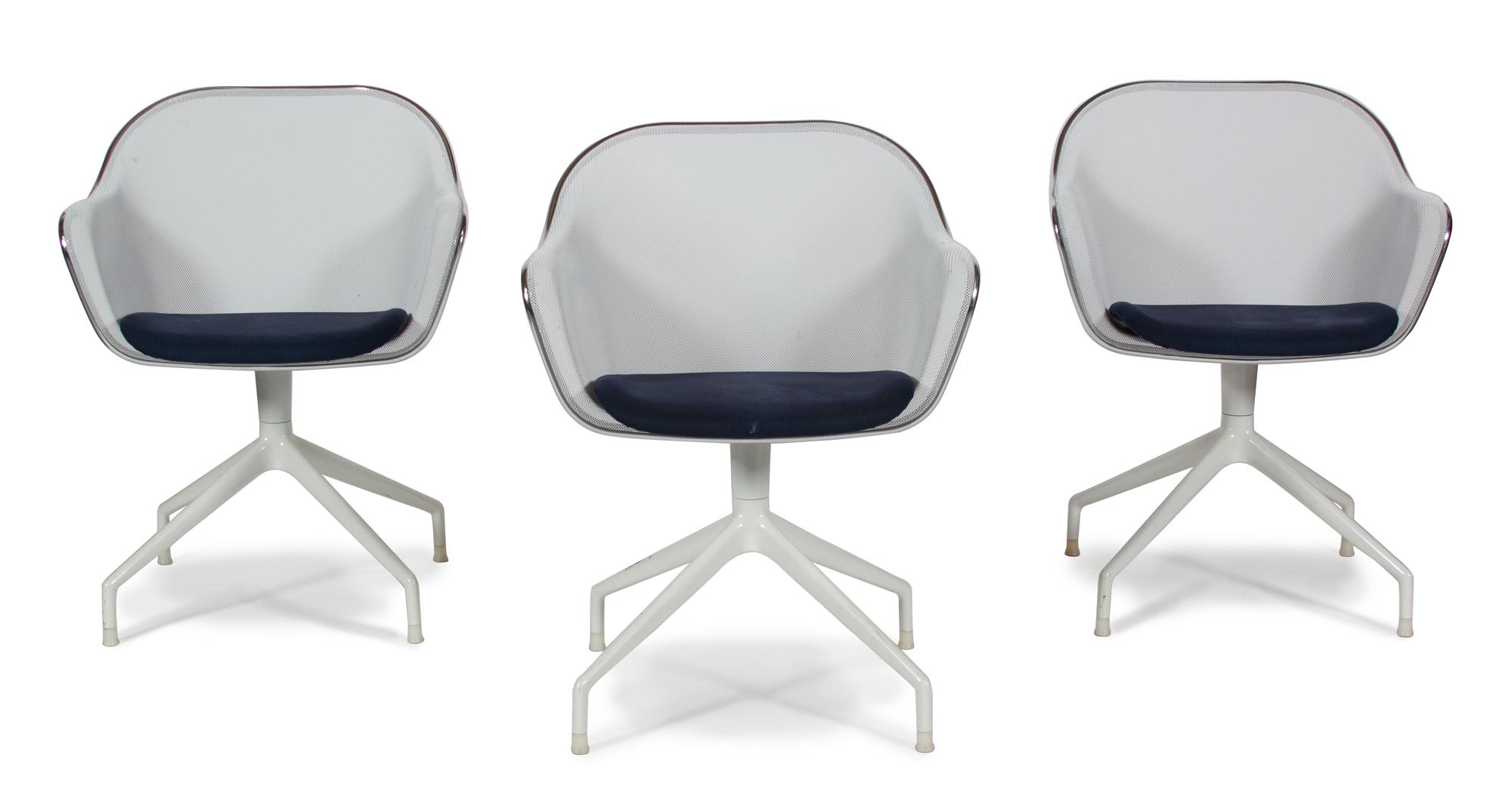 A Set of Three Italian Modern Metal Mesh Chairs Height 30 1/2 x width 24 x depth 23 inches. — ANTONIO CITTERIO, MID 20TH CENTURY