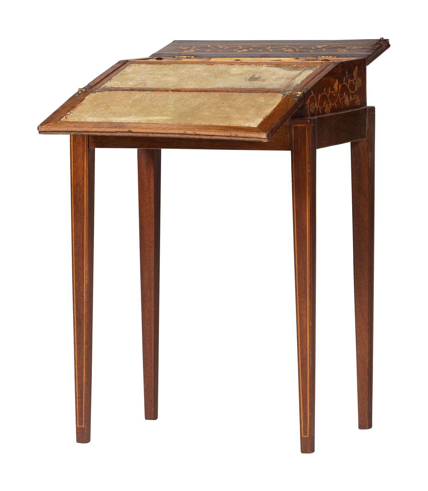 A Continental Inlaid Lap Desk on Stand
