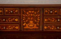 A Dutch Rococo Style Marquetry Slant-Front Bureau and Matching Chair