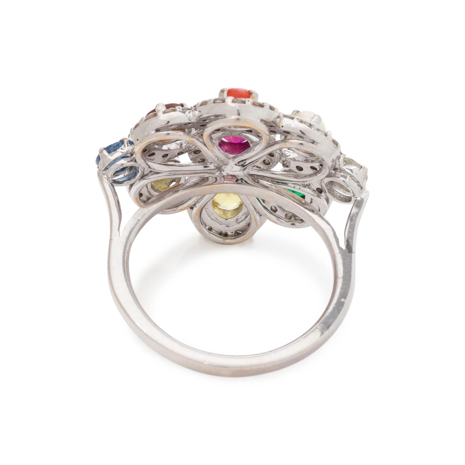 MULTIGEM AND DIAMOND NAVARATNA RING