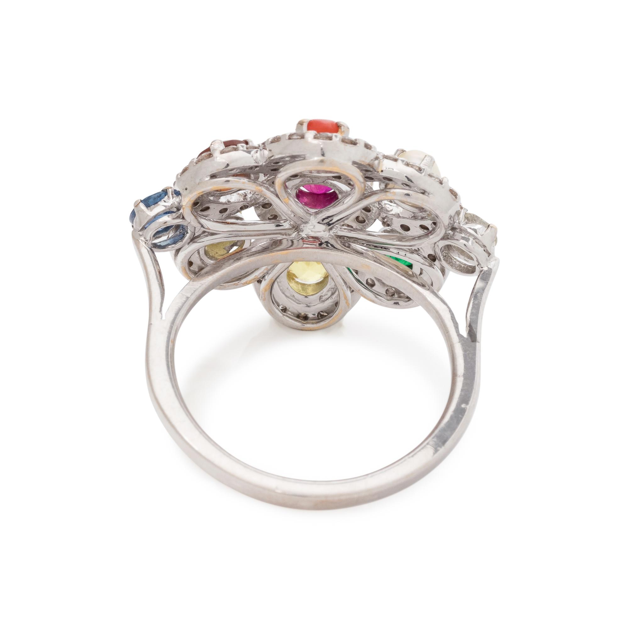 MULTIGEM AND DIAMOND NAVARATNA RING