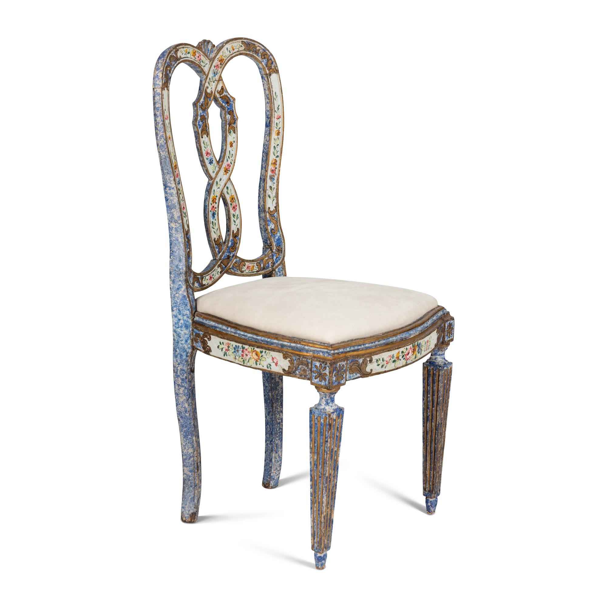 A Venetian Polychrome Decorated Side Chair