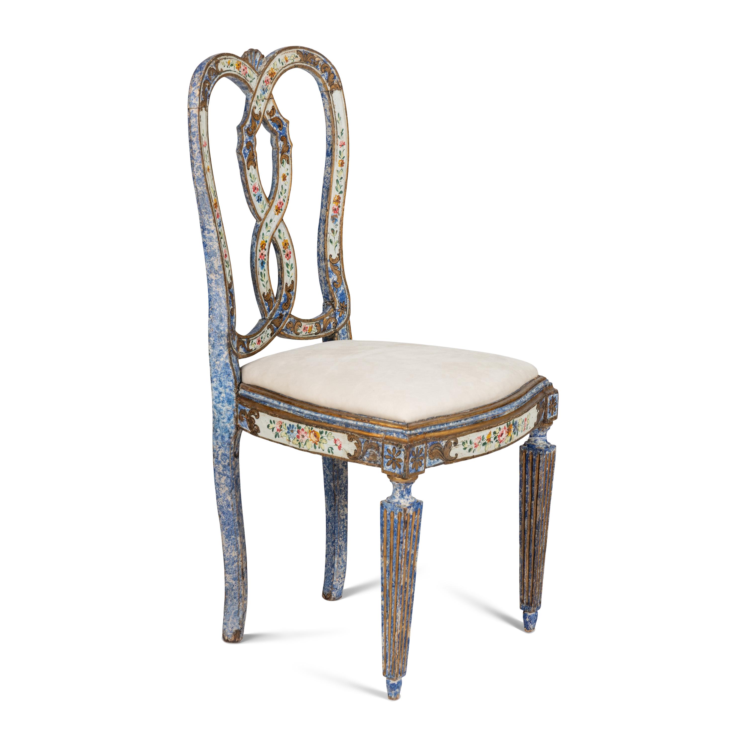 A Venetian Polychrome Decorated Side Chair