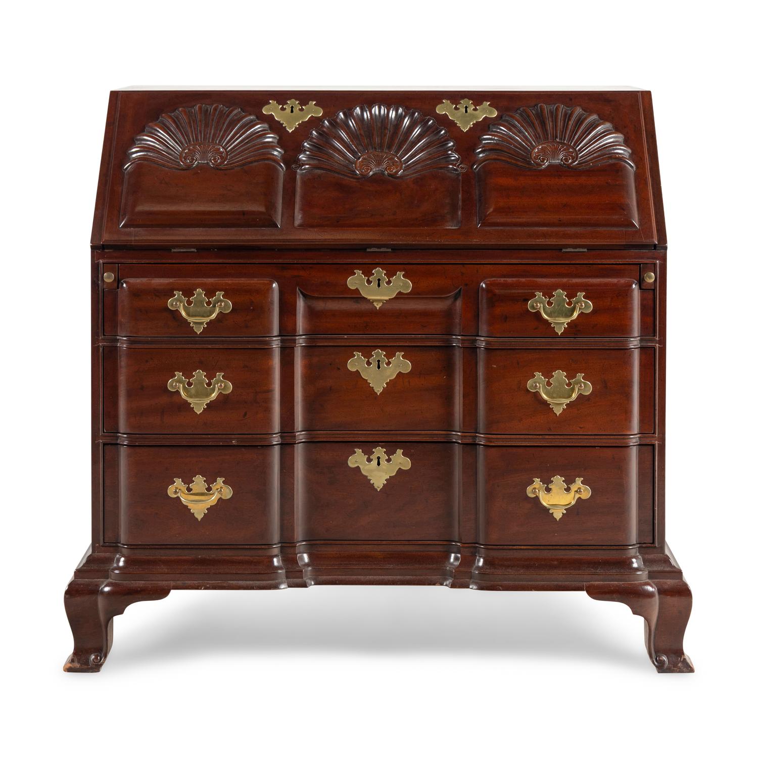An American Chippendale Style Mahogany Slant-Front Bureau