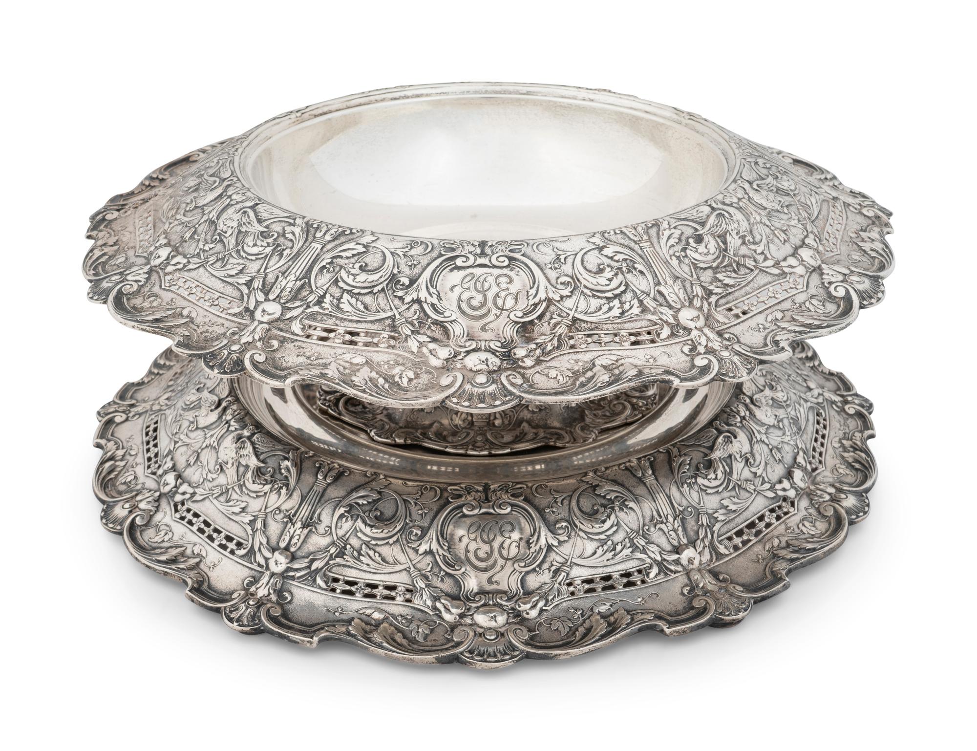An American Silver Centerpiece Bowl with Undertray — GORHAM MFG. CO., PROVIDENCE, RI, CIRCA 1925