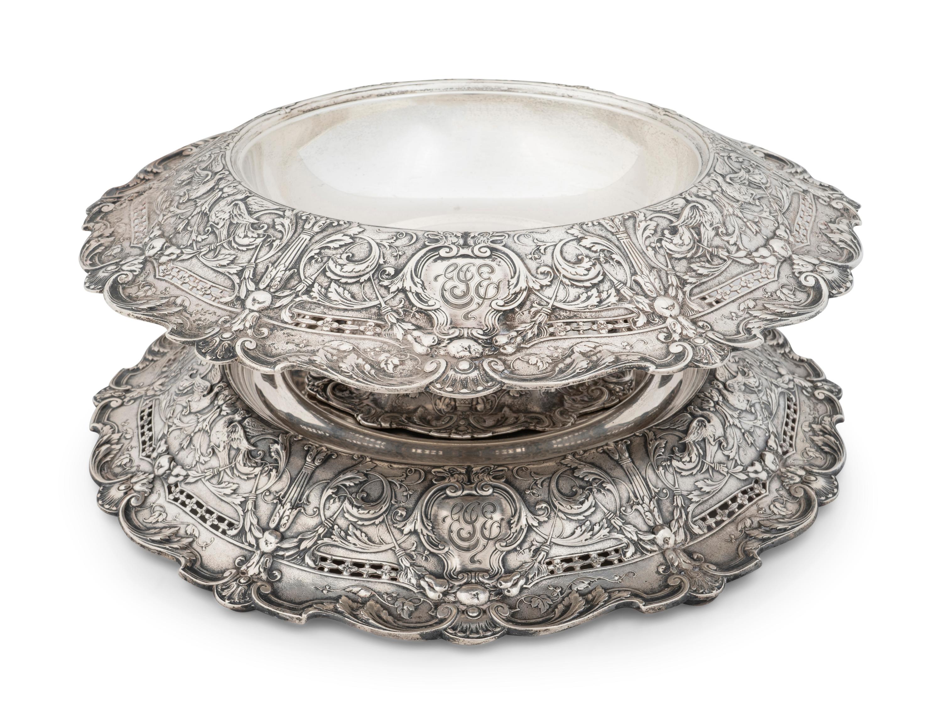 An American Silver Centerpiece Bowl with Undertray — GORHAM MFG. CO., PROVIDENCE, RI, CIRCA 1925