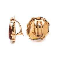 YELLOW GOLD AND AMBER EARCLIPS