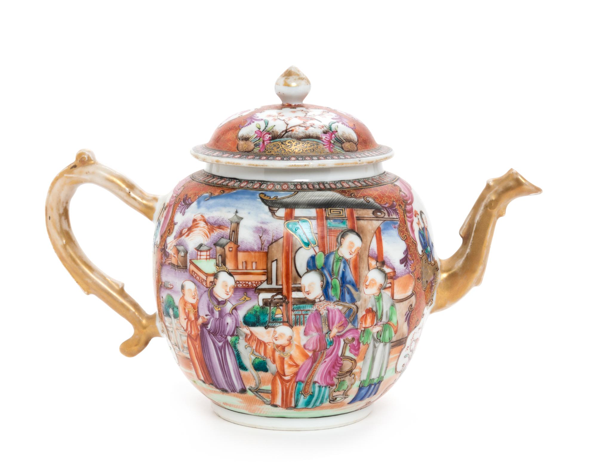 A Chinese Export Famille Rose Porcelain Tea Pot Height of tea pot 6 1/4 inches. — 18TH/19TH CENTURY