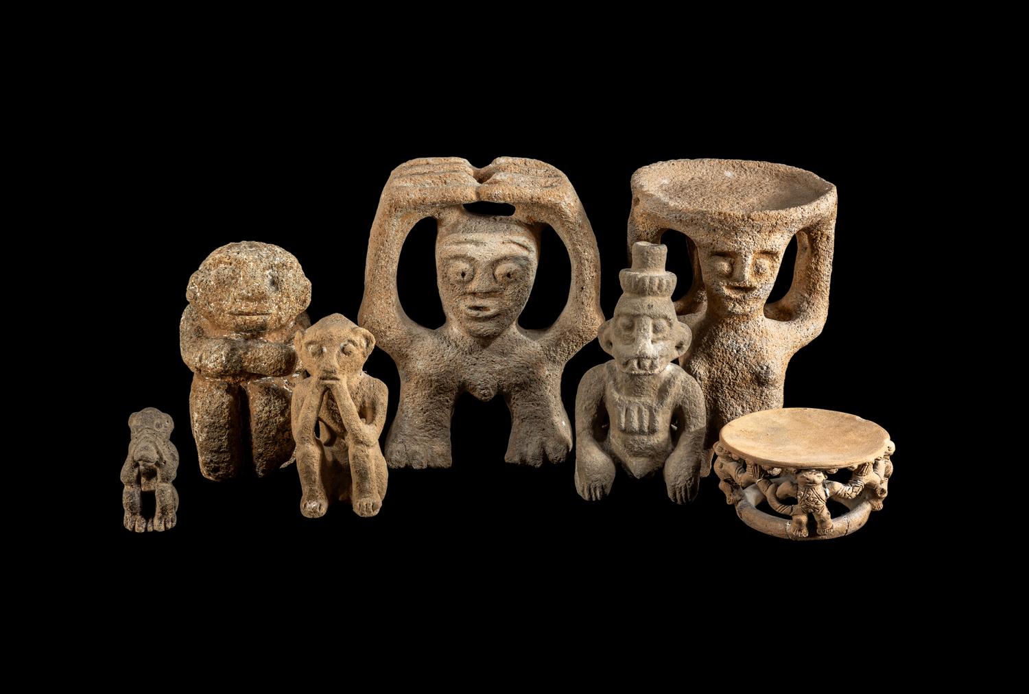 Seven Chiriqui Stone Figures