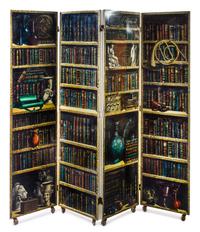 Piero Fornasetti (Italian, 1913-1988), FORNASETTI MILANO, c. 1950s, Bosco con Balaustra four-panel folding screen folding screen