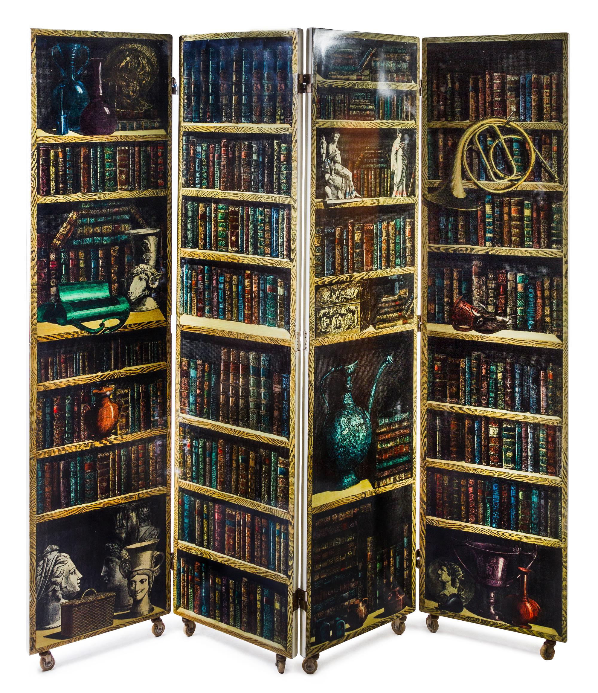 Piero Fornasetti (Italian, 1913-1988), FORNASETTI MILANO, c. 1950s, Bosco con Balaustra four-panel folding screen folding screen