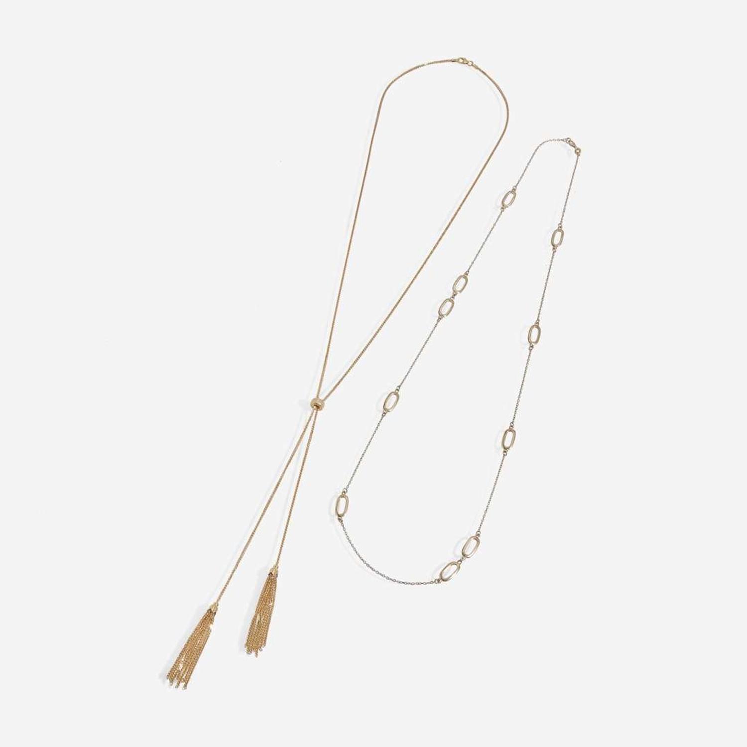 A Set of Two 14K Yellow Gold Necklaces